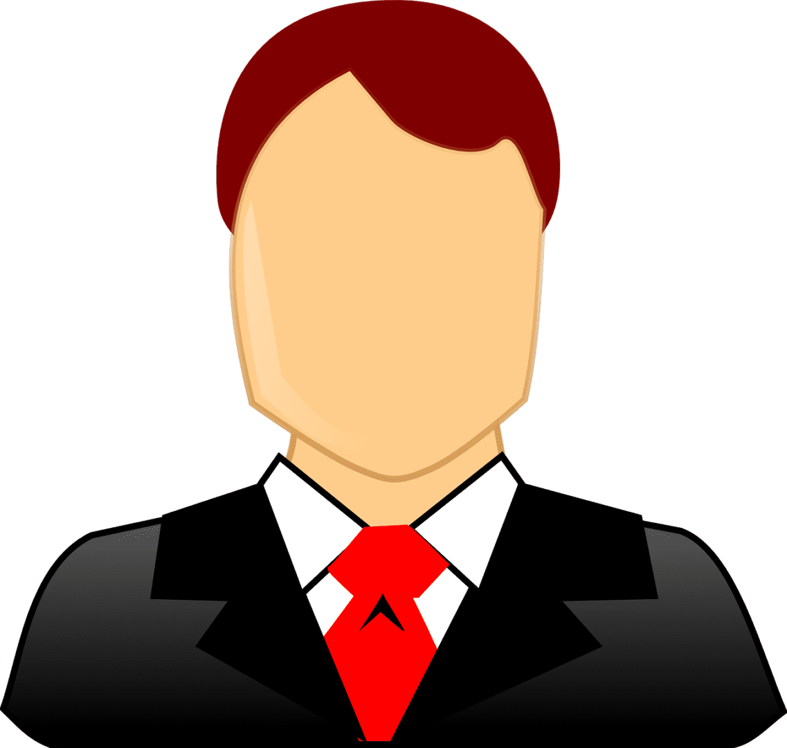 A man with red hair and black suit.